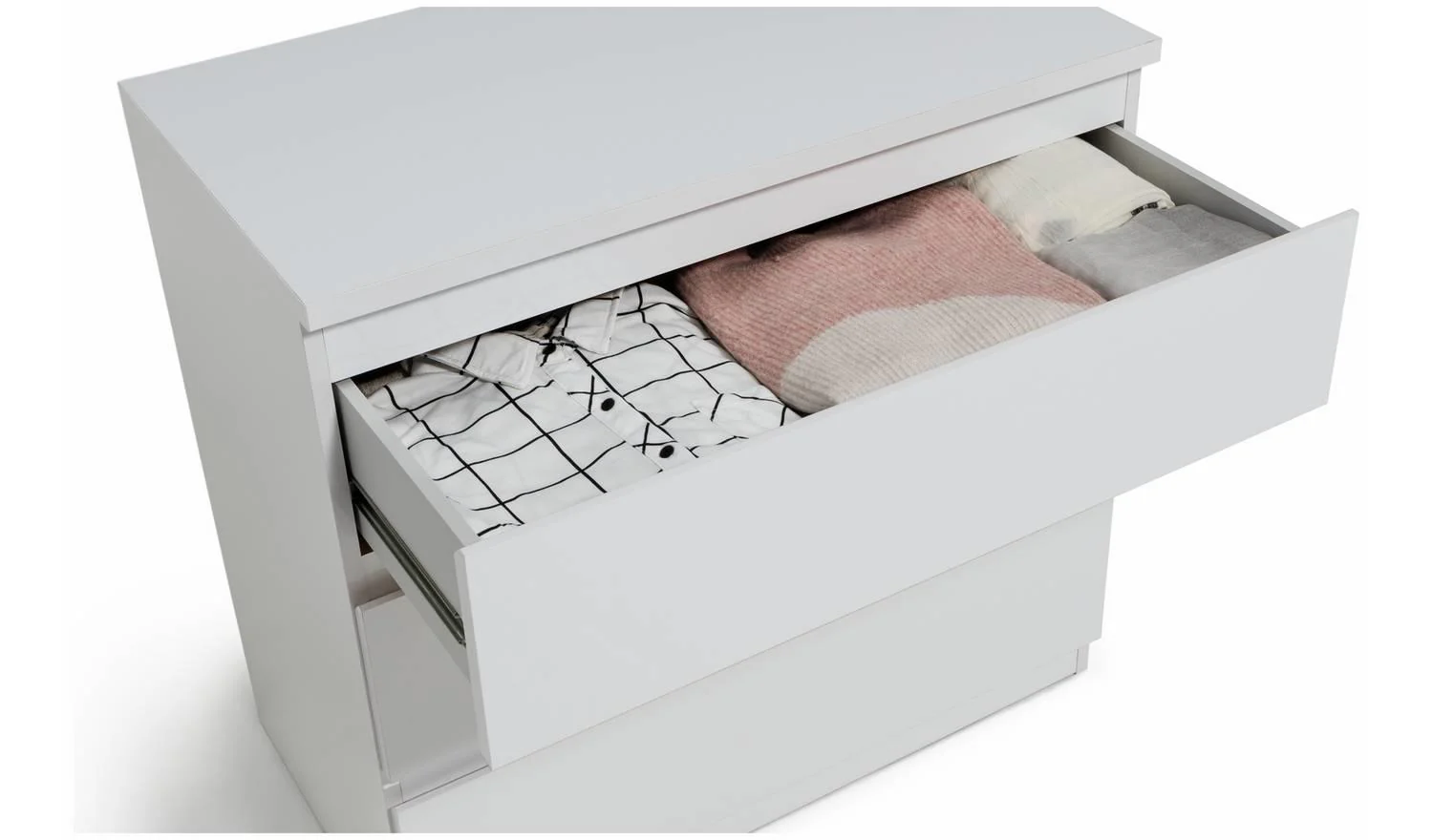 Jenson 3 Drawer Chest Matte White Storage Organiser Bedroom Furniture - Image 3