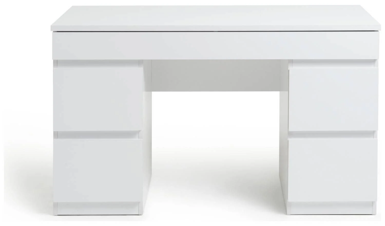Jenson Double Pedestal Dressing Table Matte White Modern Bedroom Furniture - Image 3