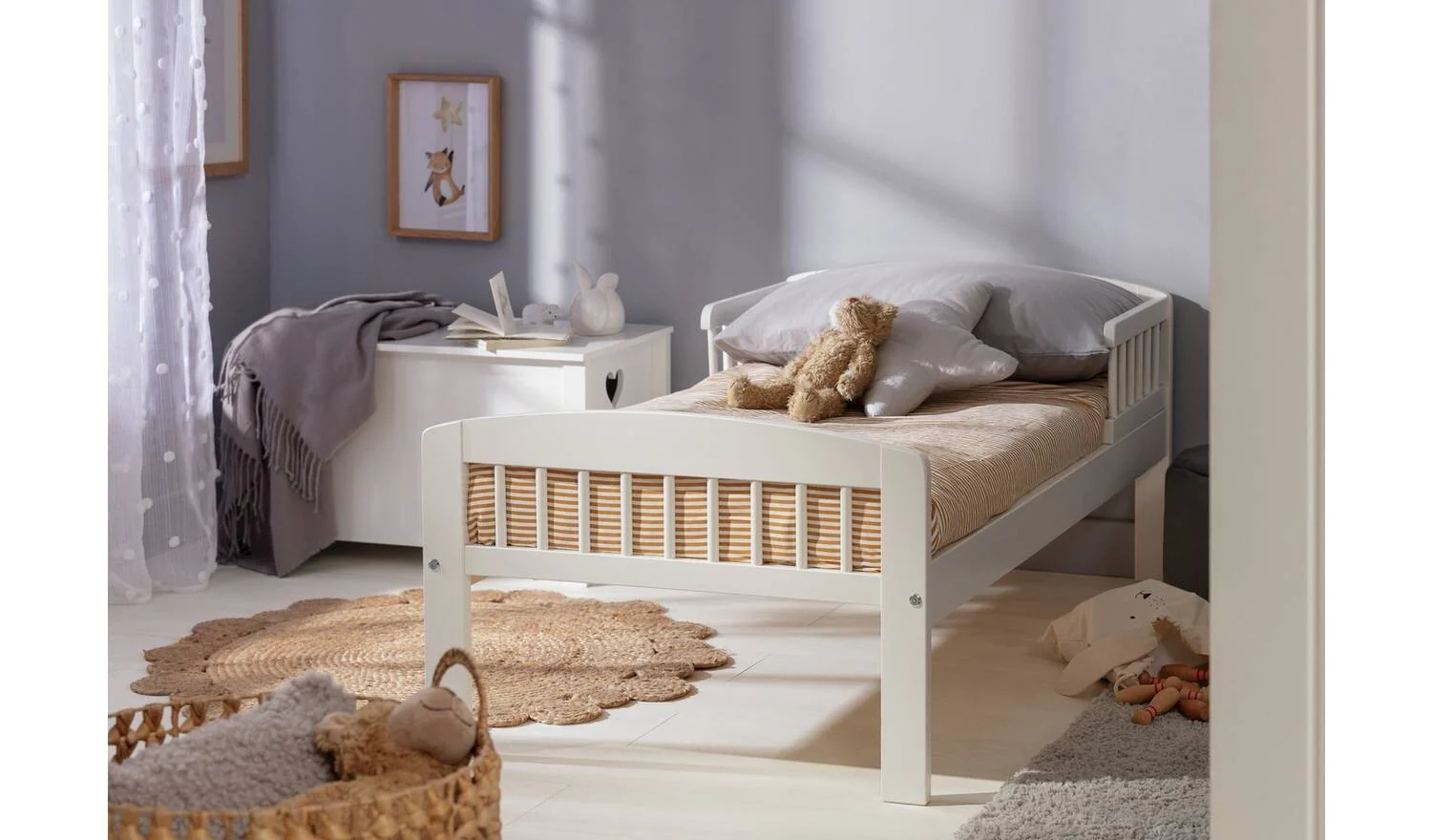 Jesse Toddler Bed Frame White Solid Wood Construction Durable - Image 2