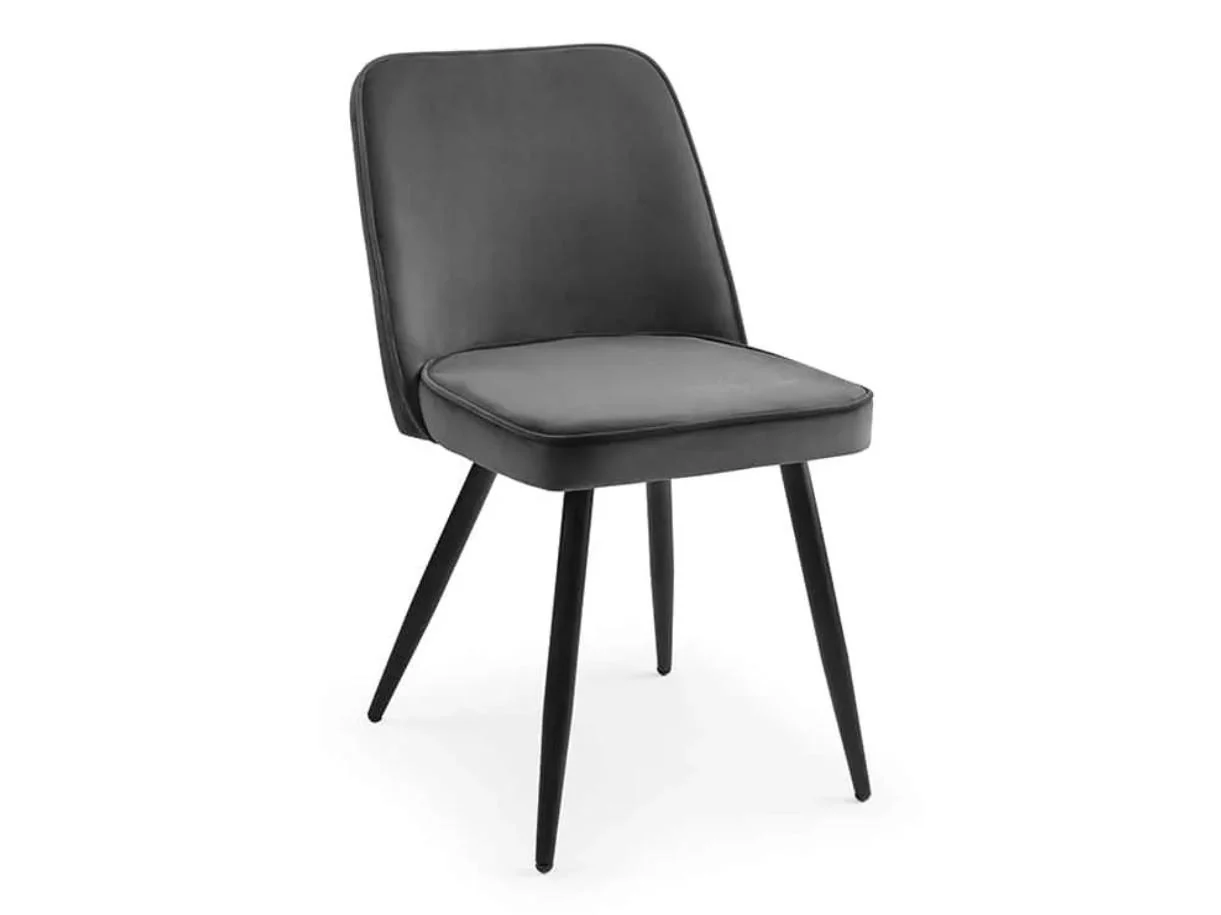 Julian Bowen Burgess Set of 2 Grey Velvet Dining Chairs Modern Kitchen - Image 4
