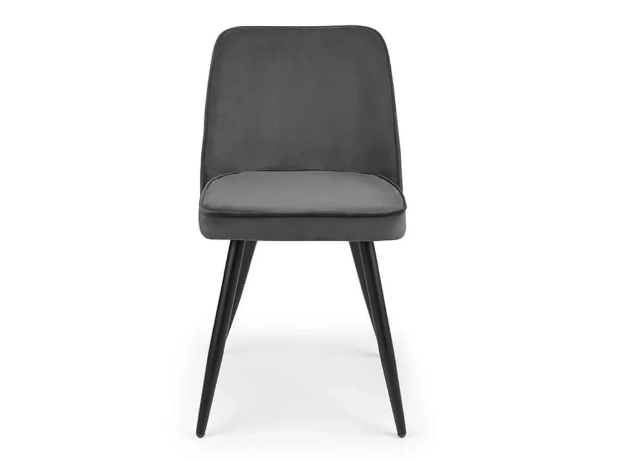 Julian Bowen Burgess Set of 2 Grey Velvet Dining Chairs Modern Kitchen - Image 6