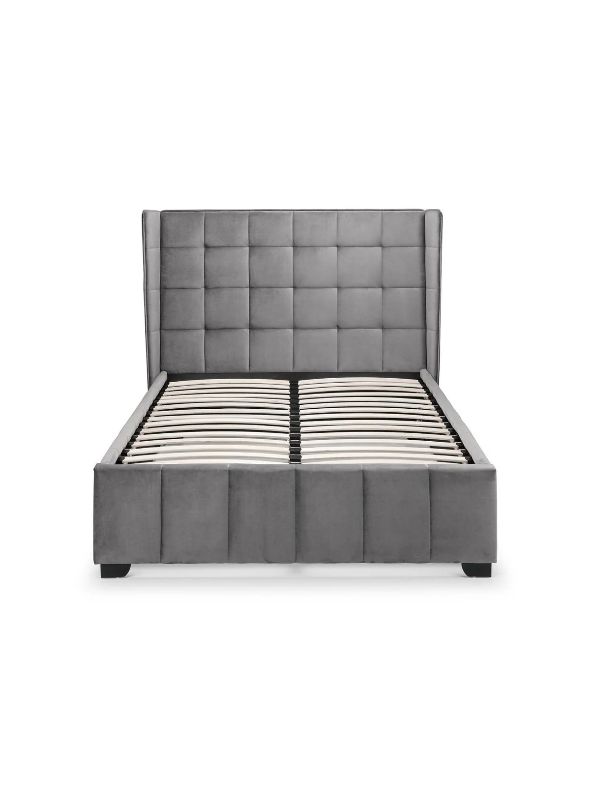 Julian Bowen Gatsby Ottoman Double Bed Grey | Velvet Wing Headboard Sprung Slats - Image 7