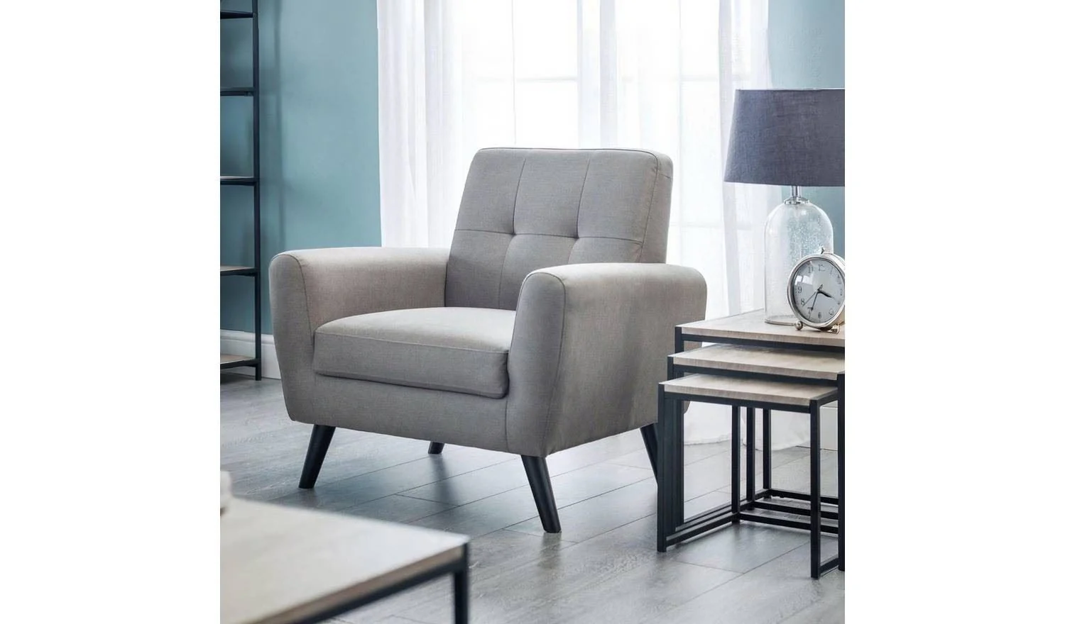 Julian Bowen Monza Fabric Armchair Grey Comfortable Lounge Chair - Image 2