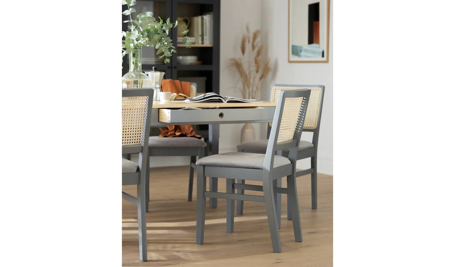 Kalle Pair of Wood Dining Chairs Grey Stylish Comfortable Seating for Dining - Image 3