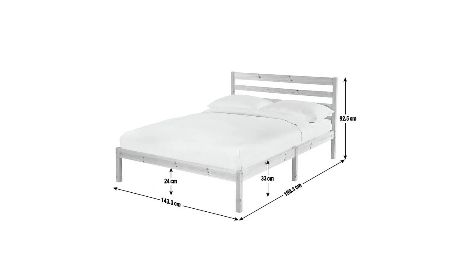 Kaycie Double Wooden Bed Frame White Modern Scandinavian Bedroom - Image 3