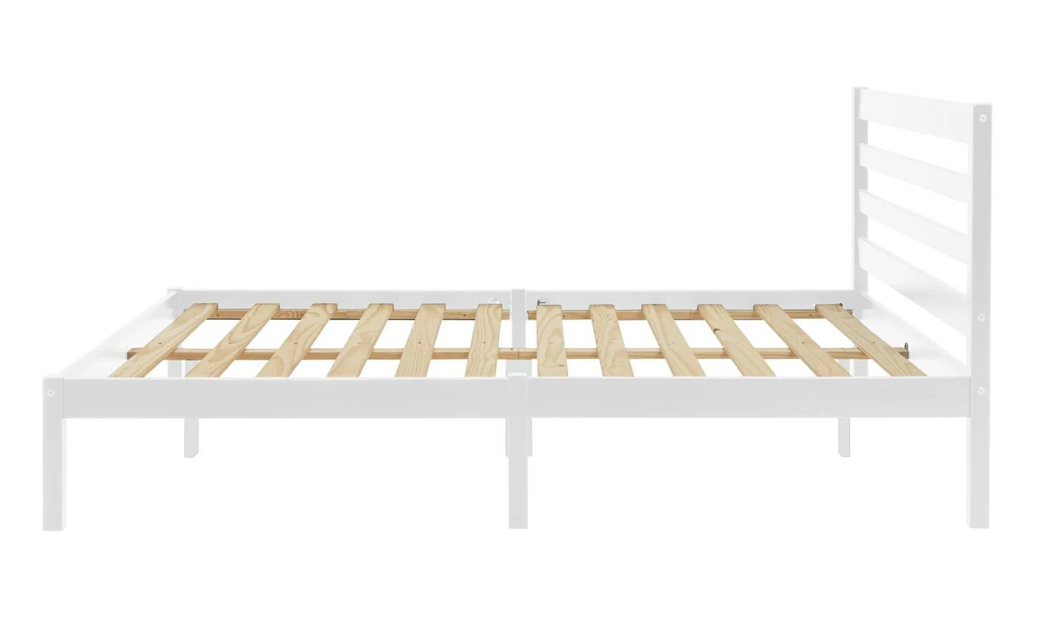 Kaycie Double Wooden Bed Frame White Modern Scandinavian Bedroom - Image 4