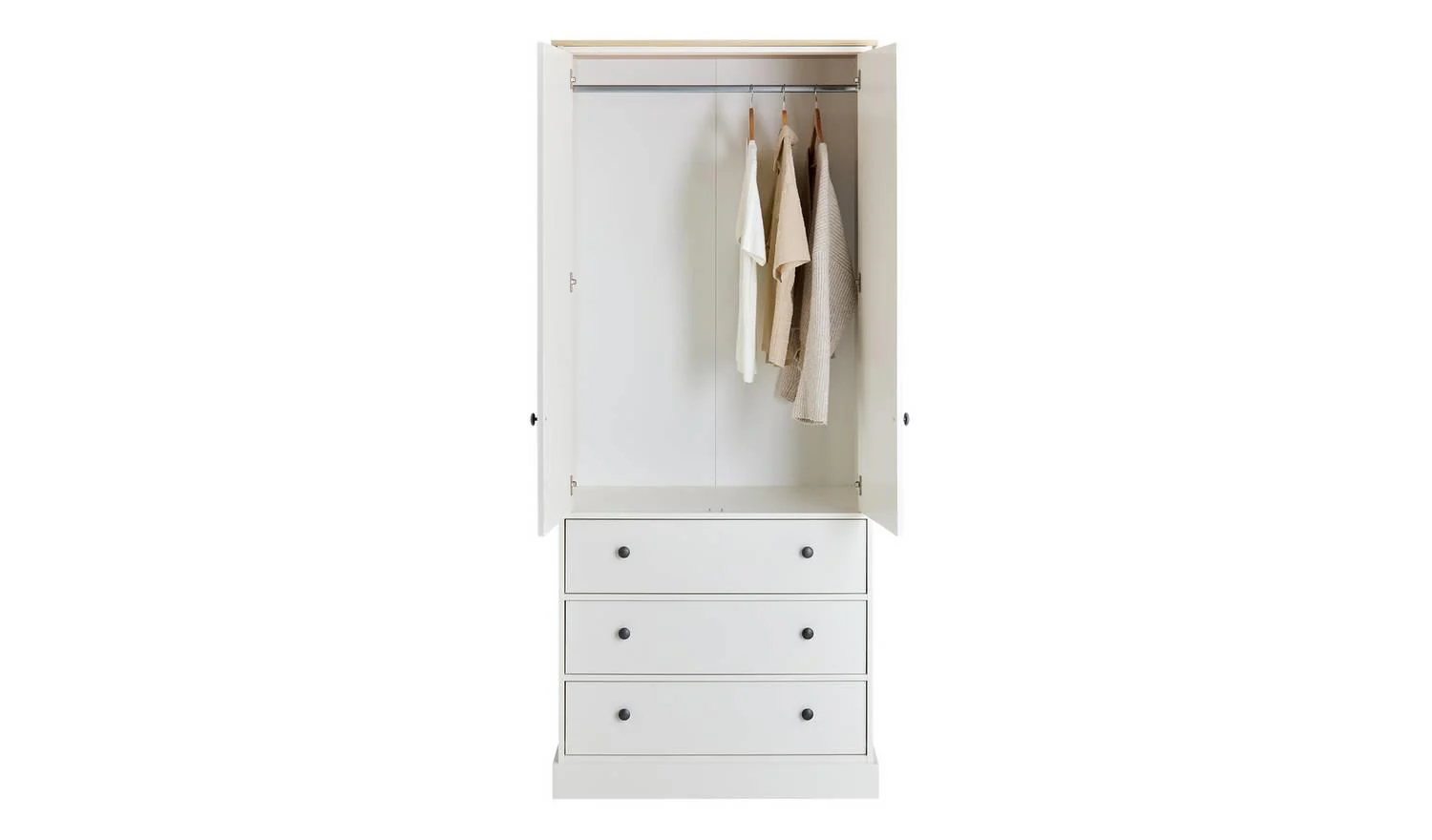Kensington 2 Door 3 Drawer Wardrobe Ivory Storage Organiser Bedroom - Image 2