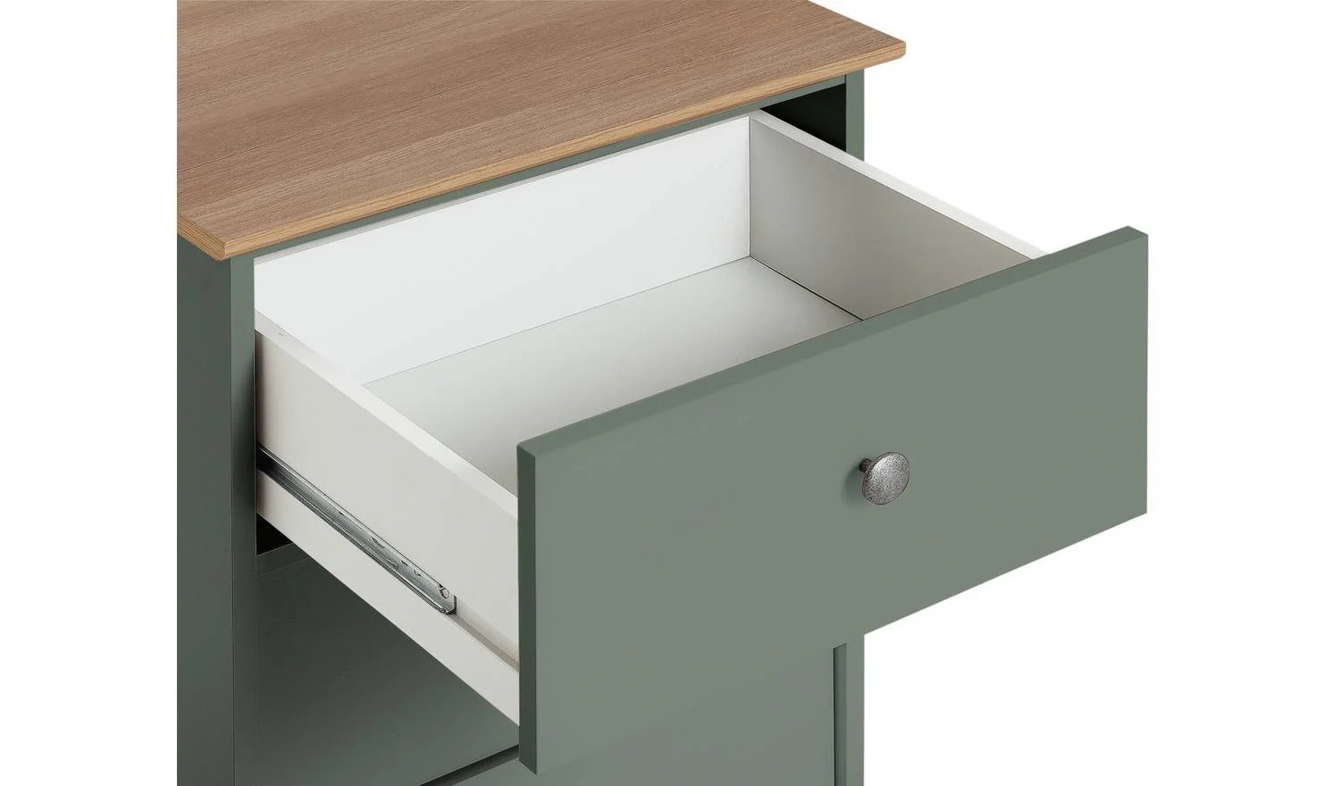 Kensington 3 Drawer Bedside Table - Sage Green - Image 3