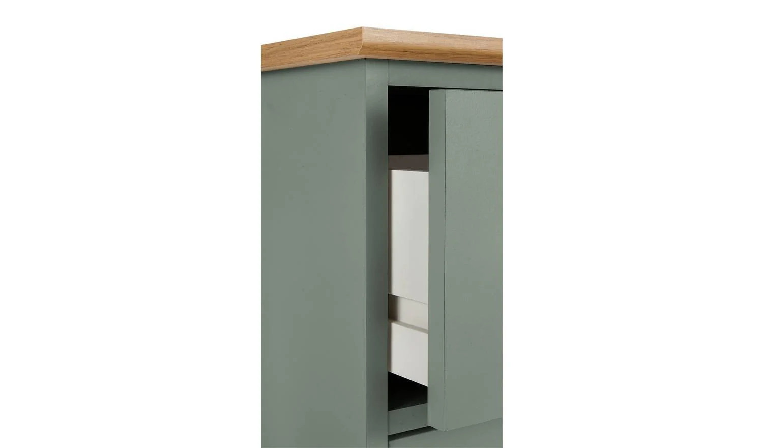 Kensington 3 Drawer Bedside Table - Sage Green - Image 4
