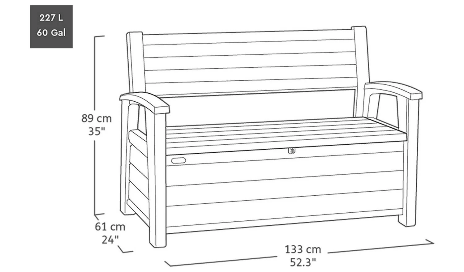Keter Signature Storage Bench Oak Garden Patio Furniture Seating - Image 2