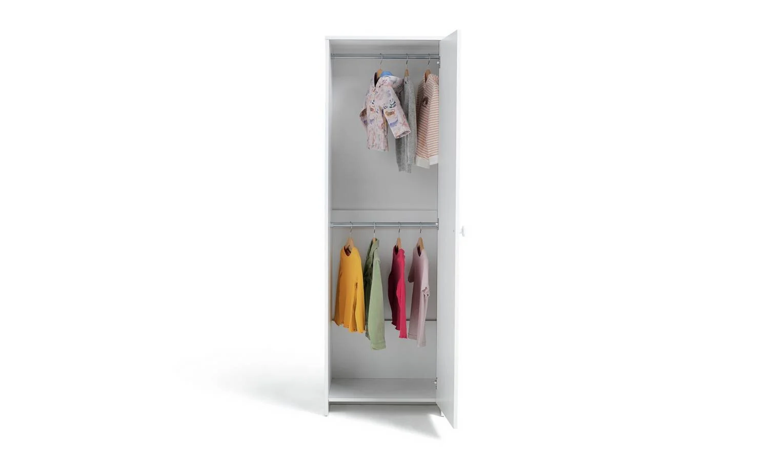 Kids Juno 1 Door Wardrobe White Childrens Bedroom Storage Organiser Furniture - Image 3