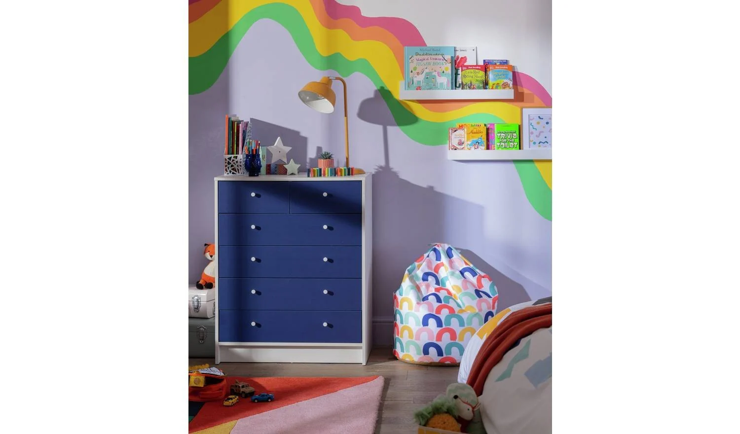 Kids Malibu 6 Drawer Chest Blue & White Childrens Bedroom Storage - Image 3