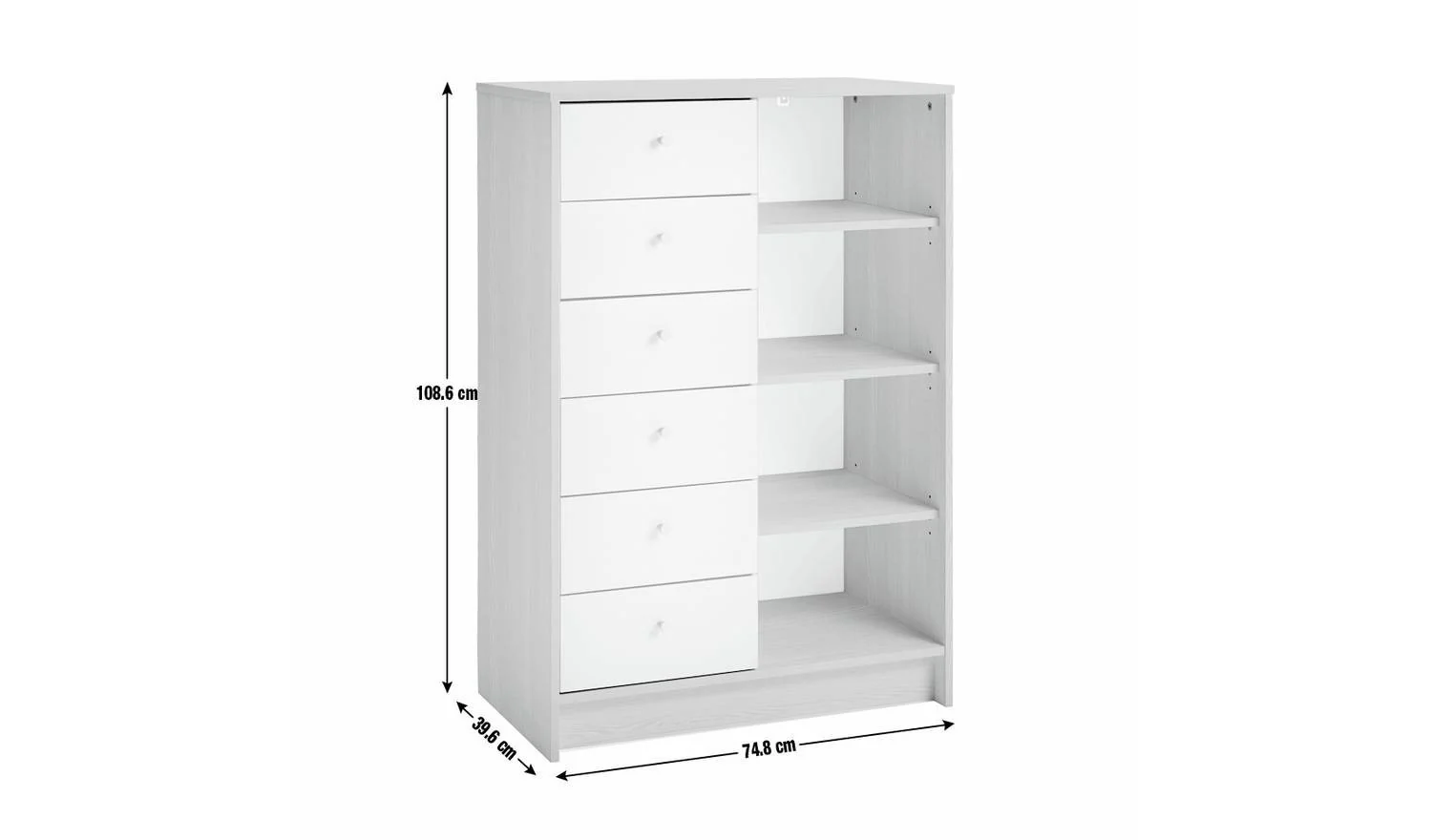 Kids Malibu 6 Drawer Chest White & Oak Childrens Bedroom Storage Organiser - Image 2