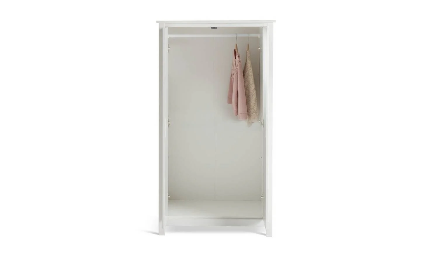 Kids Ronnie Short 2 Door Wardrobe White Childrens Bedroom Storage - Image 2