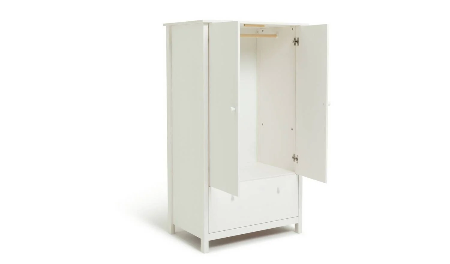 Kids Scandinavia Short 2 Door Wardrobe White Childrens Bedroom Storage - Image 10