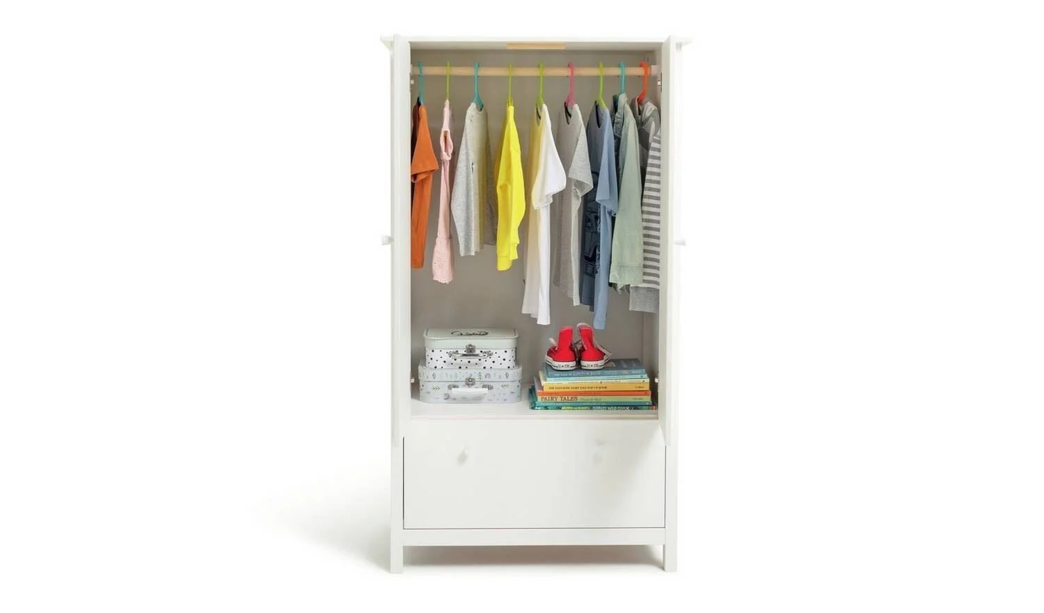 Kids Scandinavia Short 2 Door Wardrobe White Childrens Bedroom Storage - Image 3