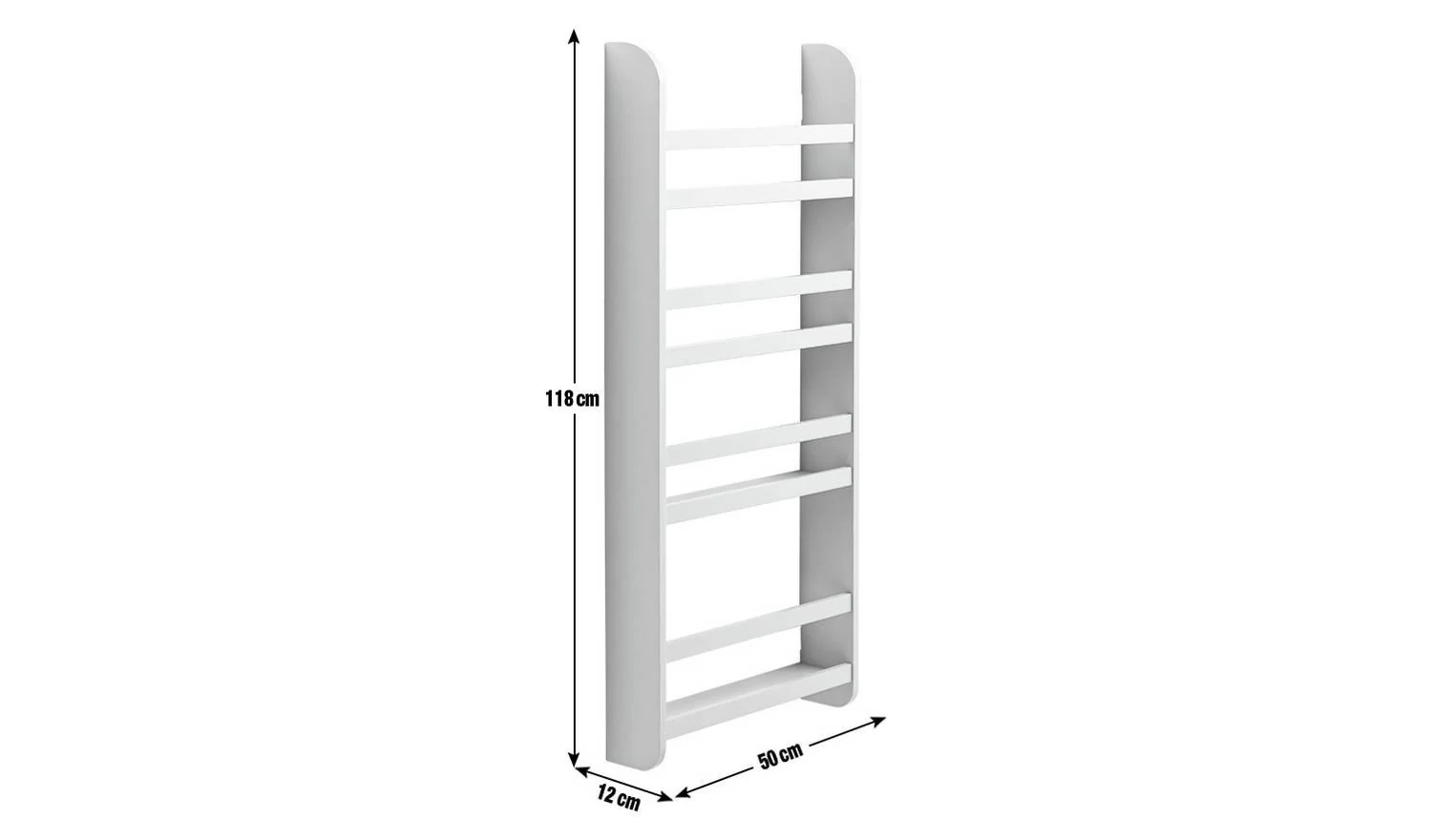 Kids Scandinavia Wall Mounted Bookcase Grey Childrens Bedroom Storage - Image 2