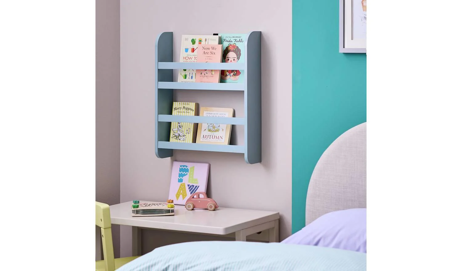 Kids Scandinavia Wall Mounted Mini Shelf Duck Egg Childrens Storage - Image 2