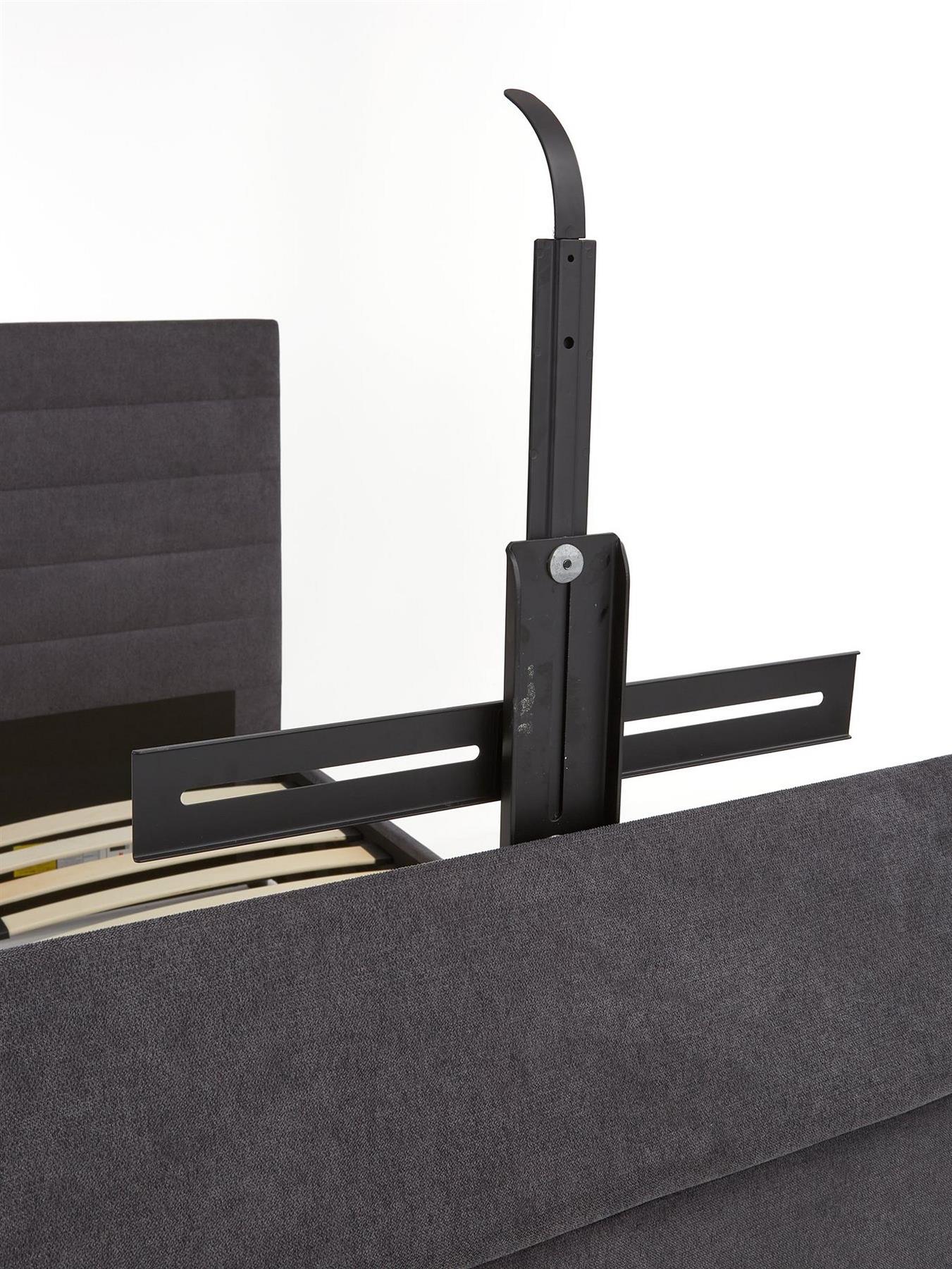 Kingsley Fabric TV Double Bed Frame - fits up to 32 inch TV Charcoal - Image 5