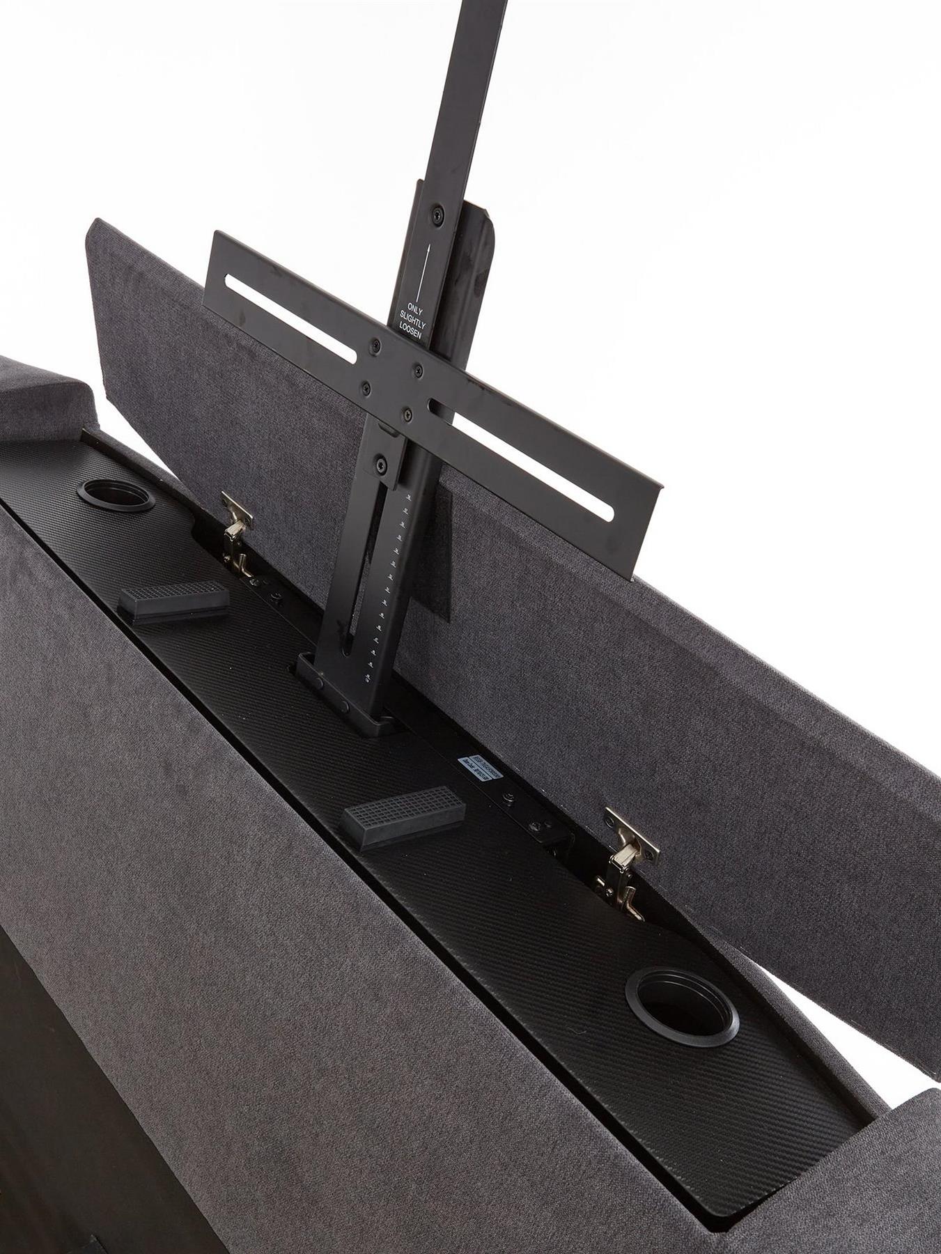 Kingsley Fabric TV Double Bed Frame - fits up to 32 inch TV Charcoal - Image 6