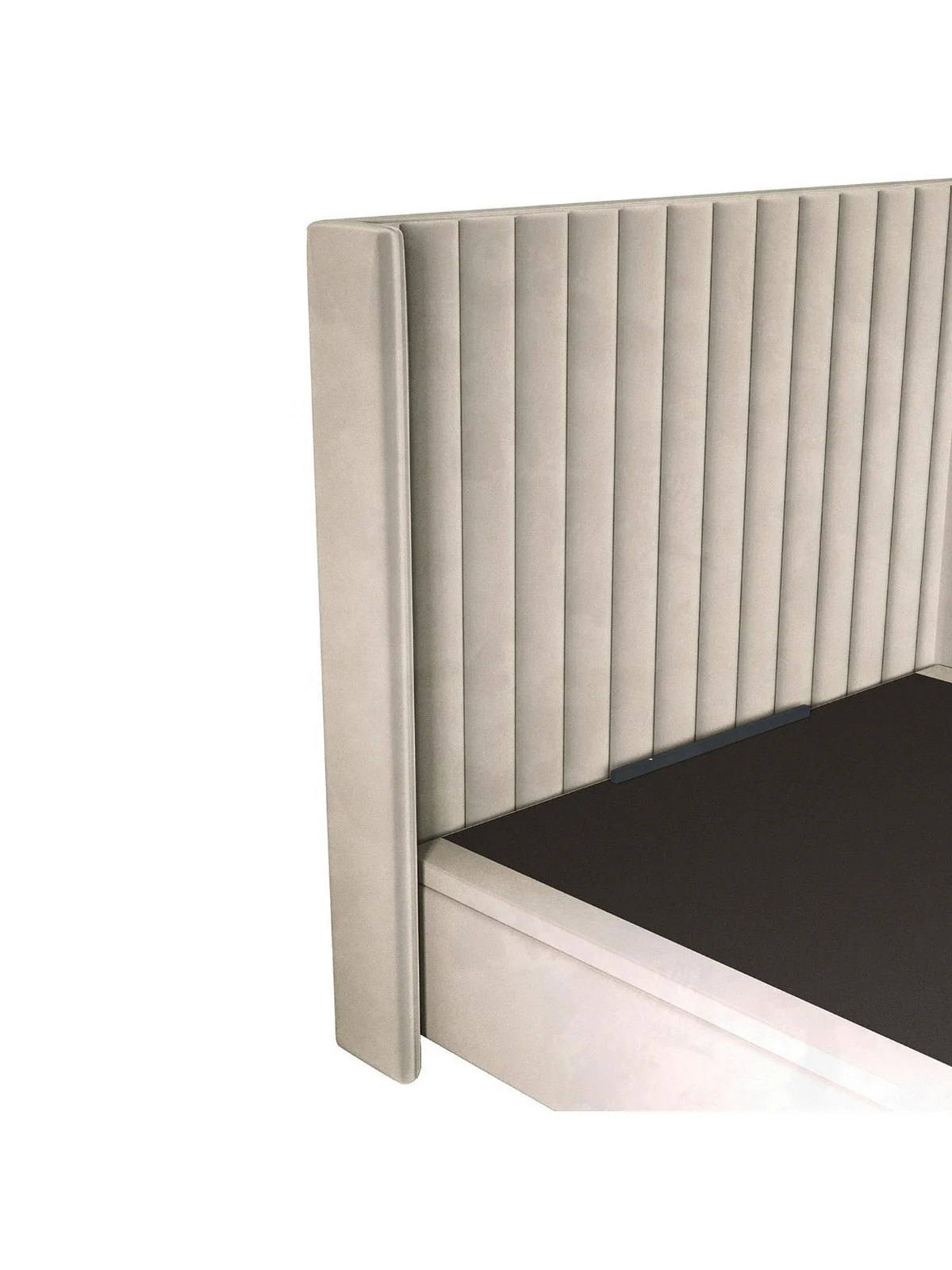 Kingston Velvet King Bed Natural | Wing Headboard | Lift Up Storage - Image 4