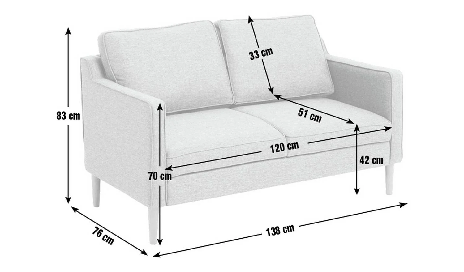 Knox Fabric 2 Seater Sofa Charcoal Modern Living Room Furniture Comfort - Image 7