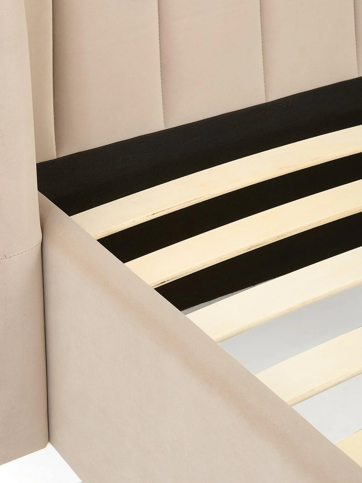 Korson Double Bed Frame Mink | Winged Headboard | Black Metal Feet - Image 4