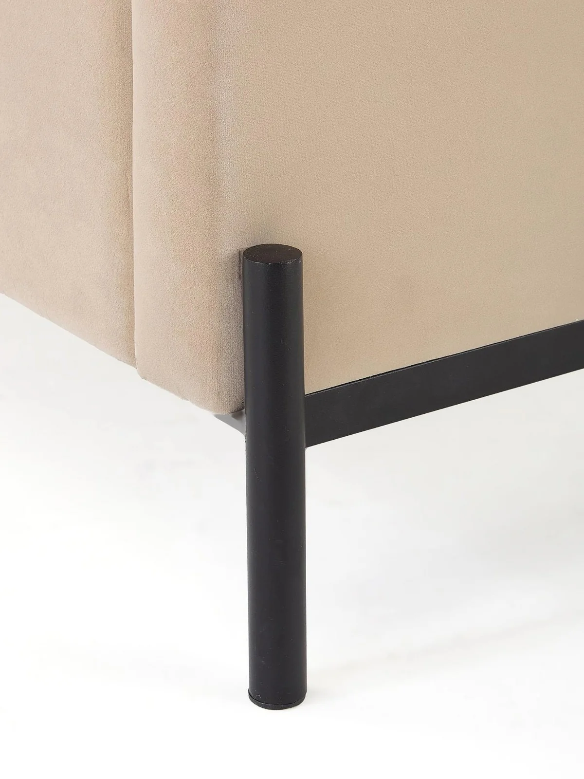 Korson Double Bed Frame Mink | Winged Headboard | Black Metal Feet - Image 5