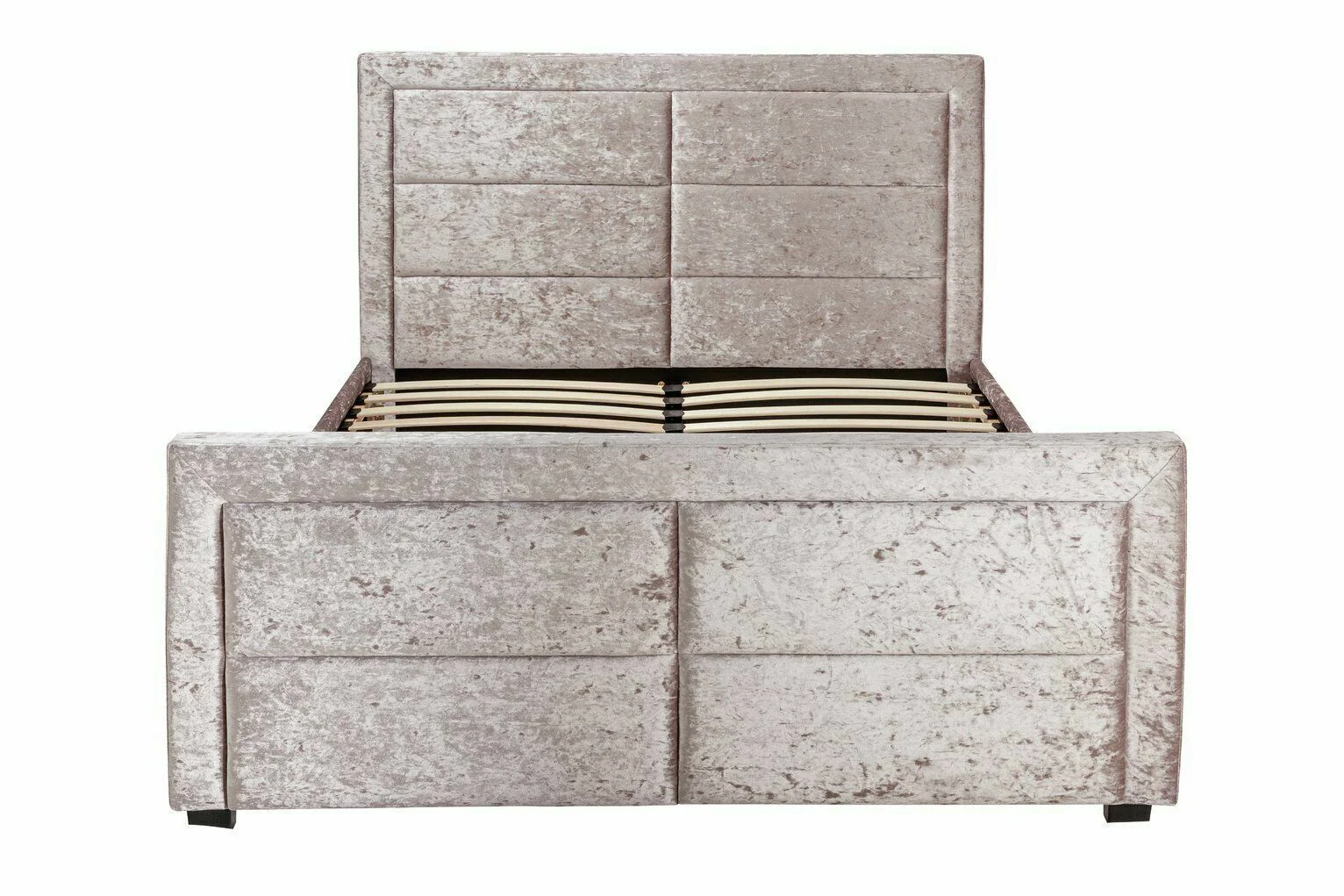 Kourtney Crushed Velvet Double Bed Frame Silver Elegant Bedroom Furniture - Image 4
