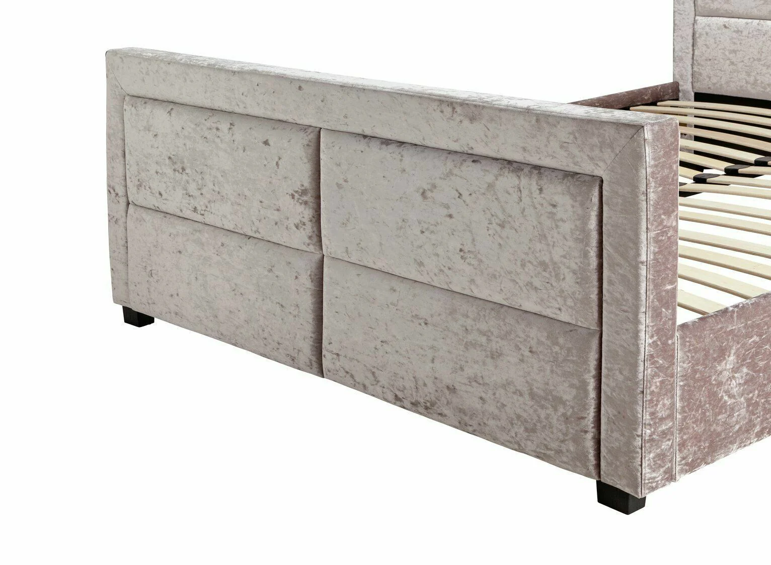 Kourtney Crushed Velvet Double Bed Frame Silver Elegant Bedroom Furniture - Image 9