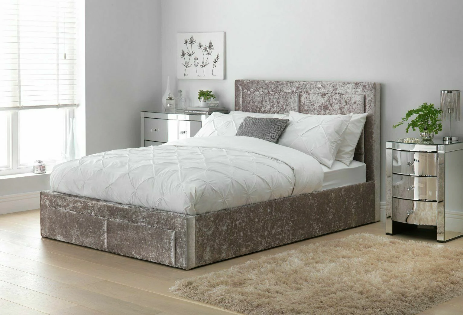 Kourtney End Open Ottoman Small Double Bed Silver Practical Storage Solution - Image 2