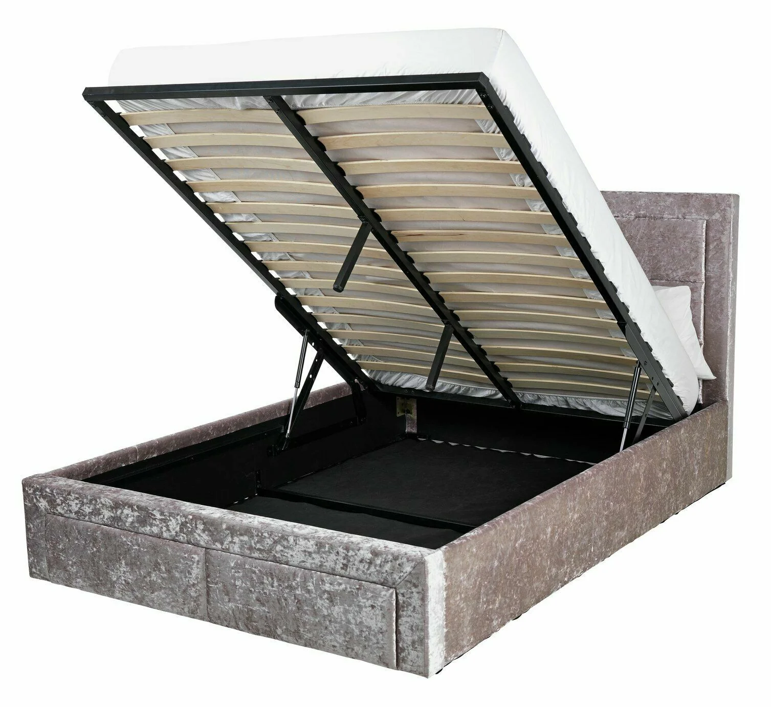 Kourtney End Open Ottoman Small Double Bed Silver Practical Storage Solution - Image 3