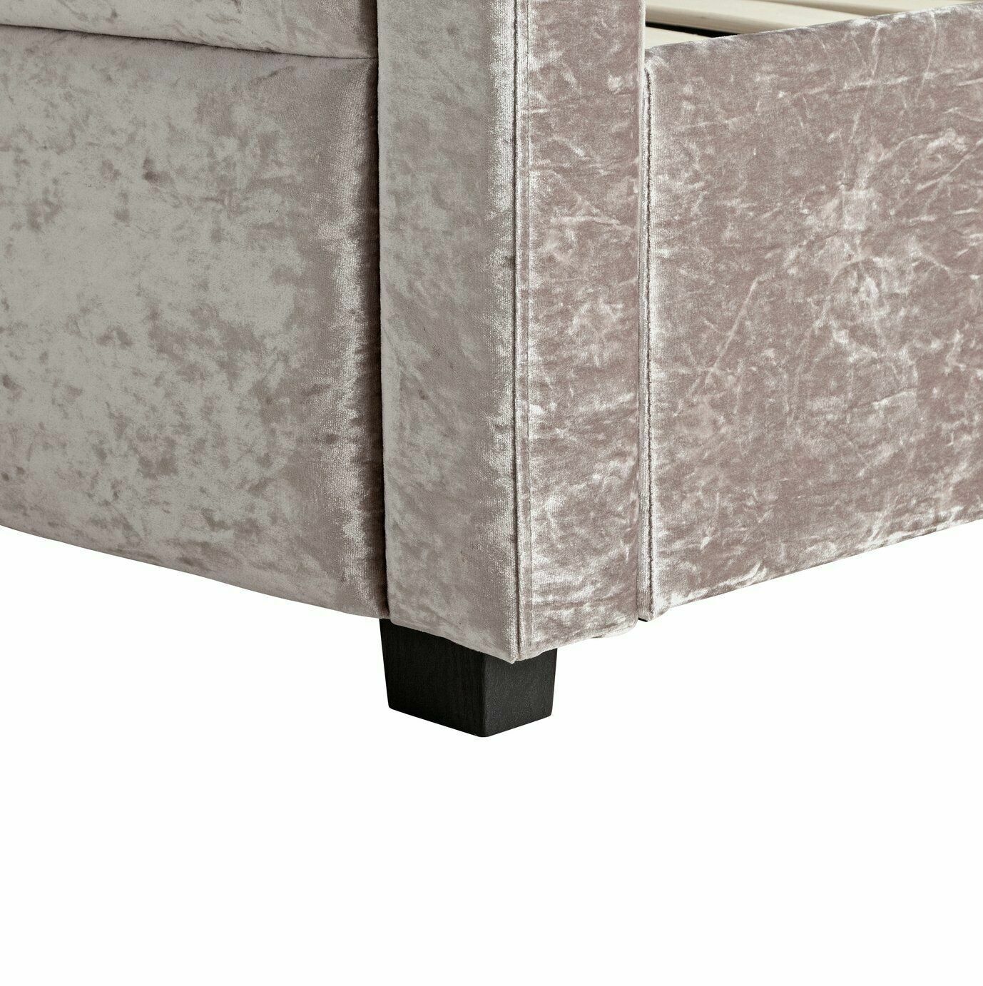 Kourtney Velvet Kingsize Bed Frame Silver Luxurious and Comfortable Bed - Image 4
