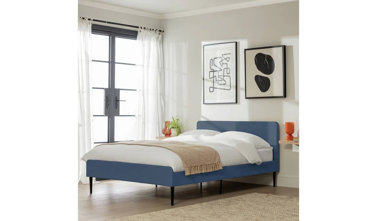 Kristopher Double Bed Frame Blue Modern Bedroom Furniture - Image 3