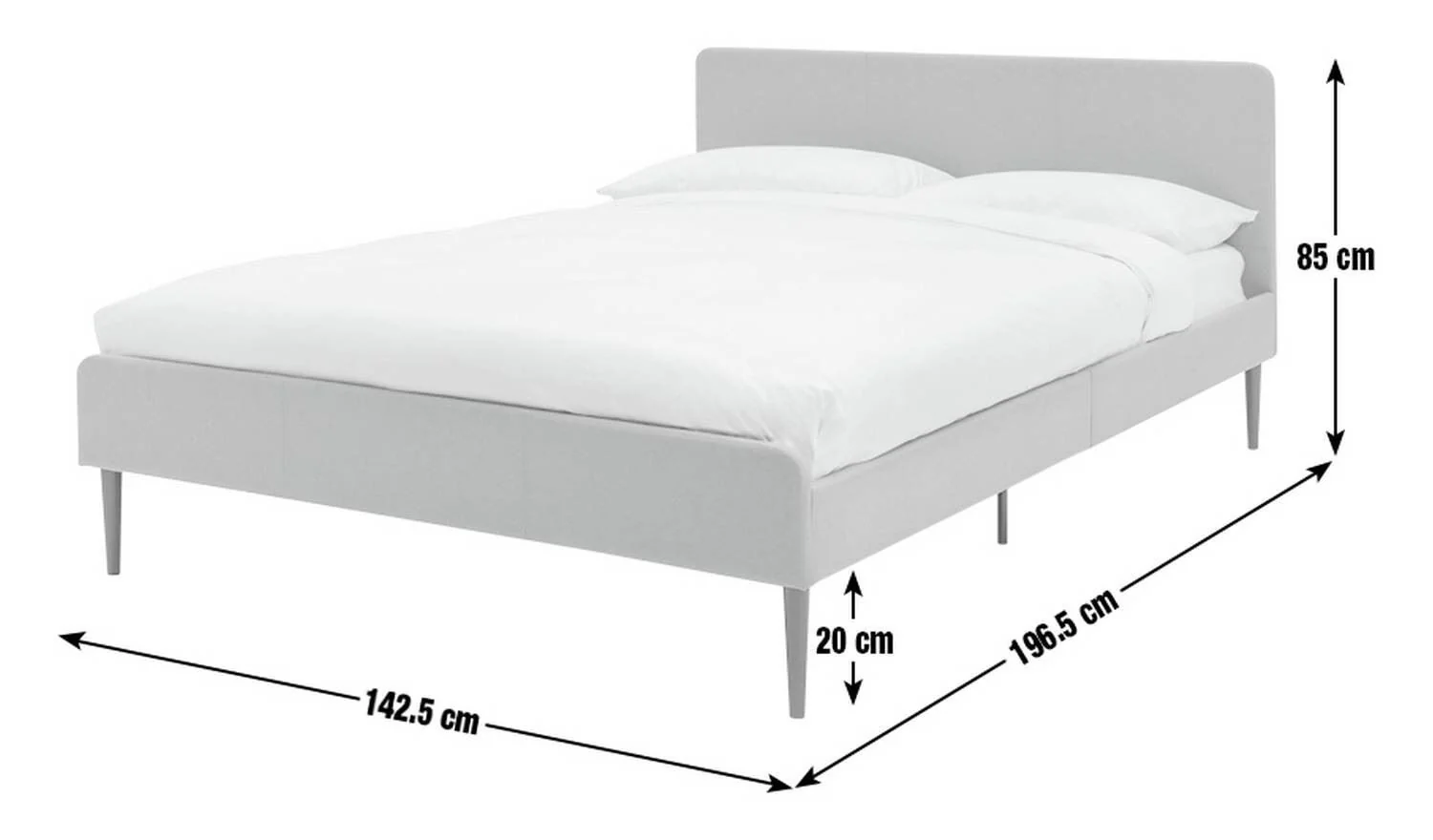 Kristopher Double Fabric Bed Frame Cream Upholstered Headboard Modern - Image 2