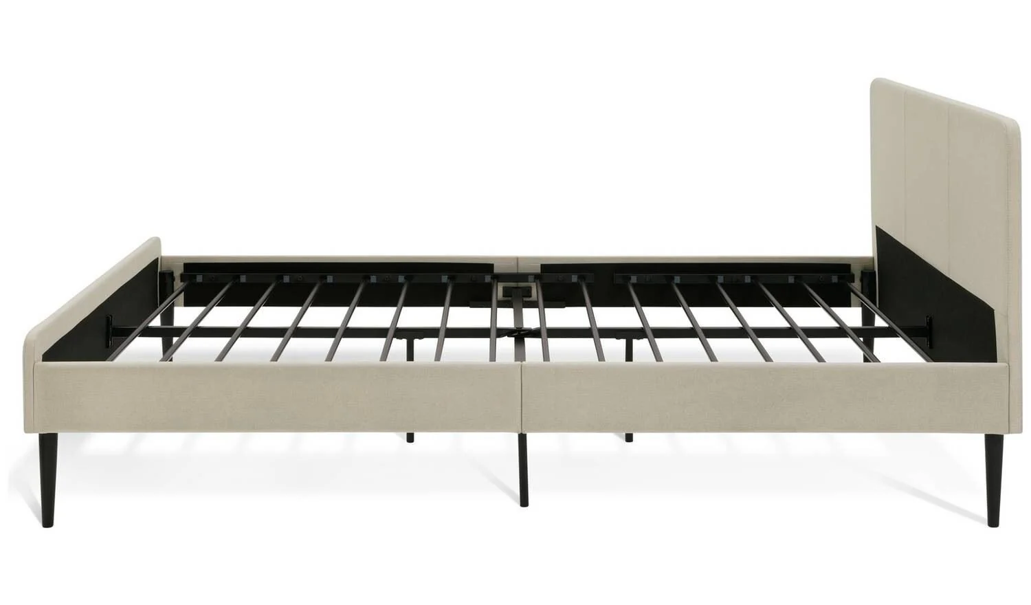 Kristopher Double Fabric Bed Frame Cream Upholstered Headboard Modern - Image 4