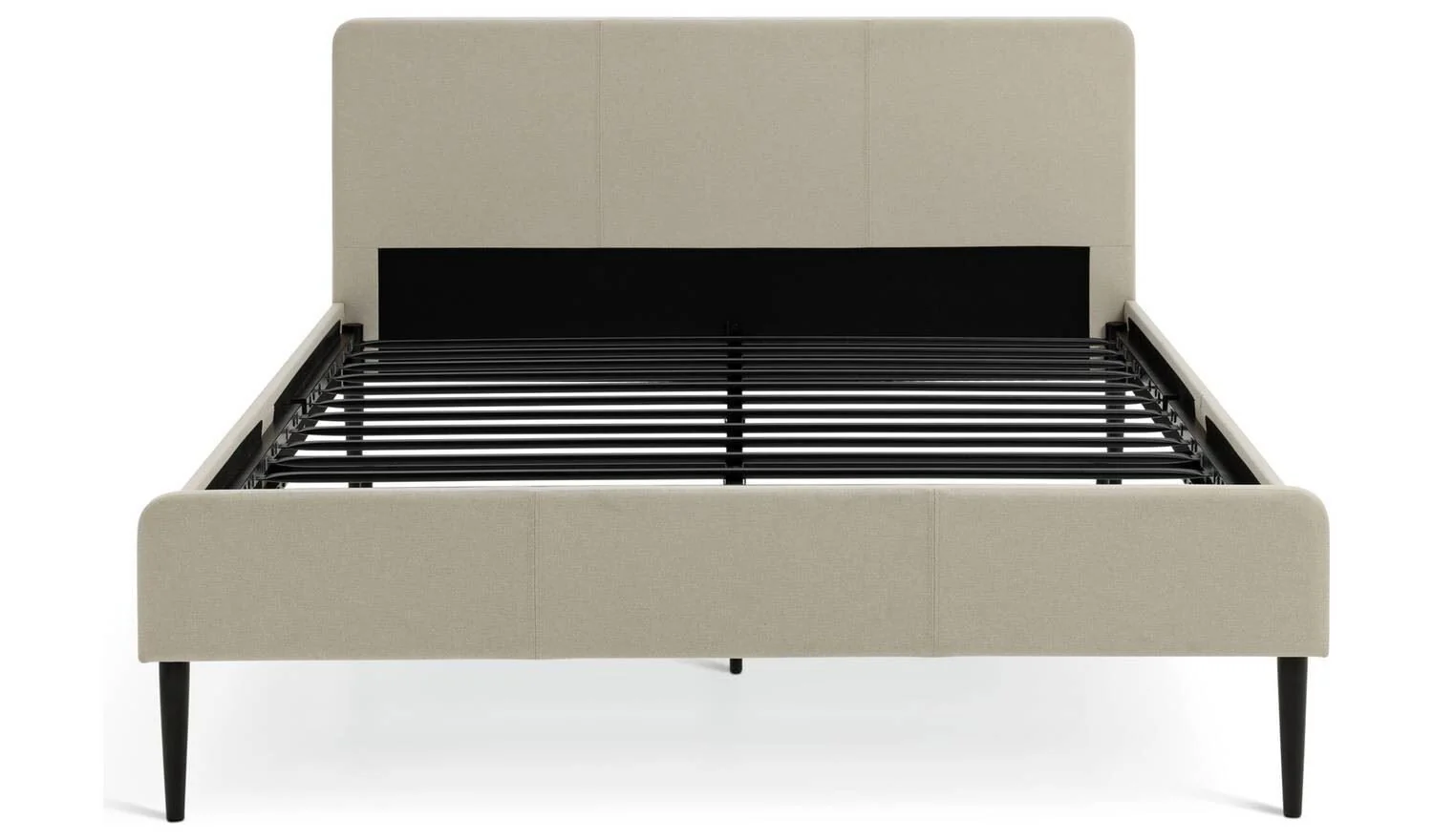 Kristopher Double Fabric Bed Frame Cream Upholstered Headboard Modern - Image 5