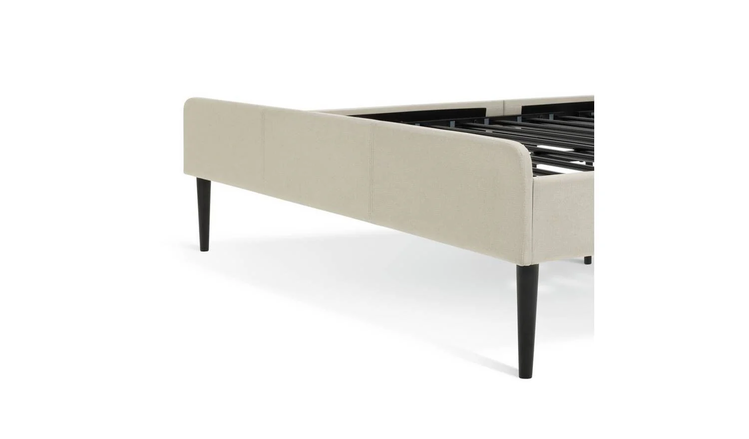Kristopher Double Fabric Bed Frame Cream Upholstered Headboard Modern - Image 7