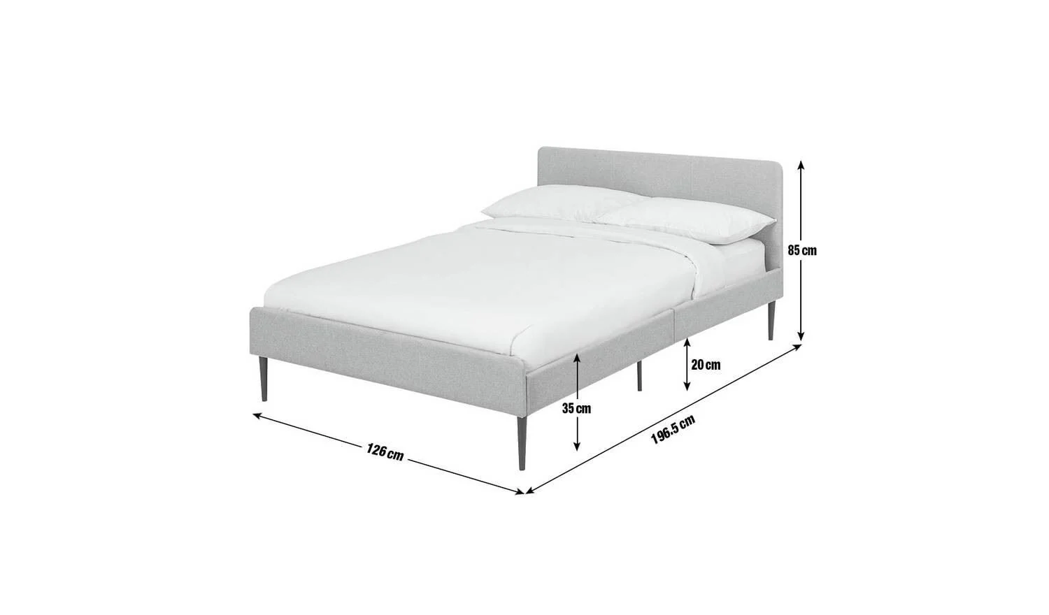 Kristopher Small Double Fabric Bed Frame Grey Modern Bedroom Furniture - Image 6