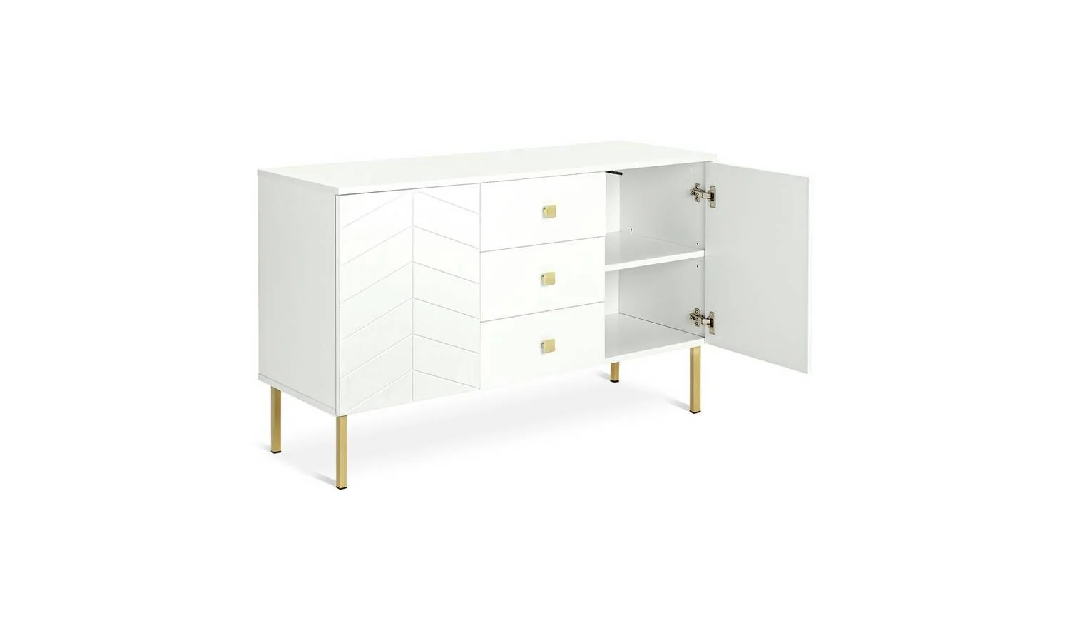 Kyler 2 Door 3 Drawer Sideboard White Storage Cabinet Living Room - Image 6