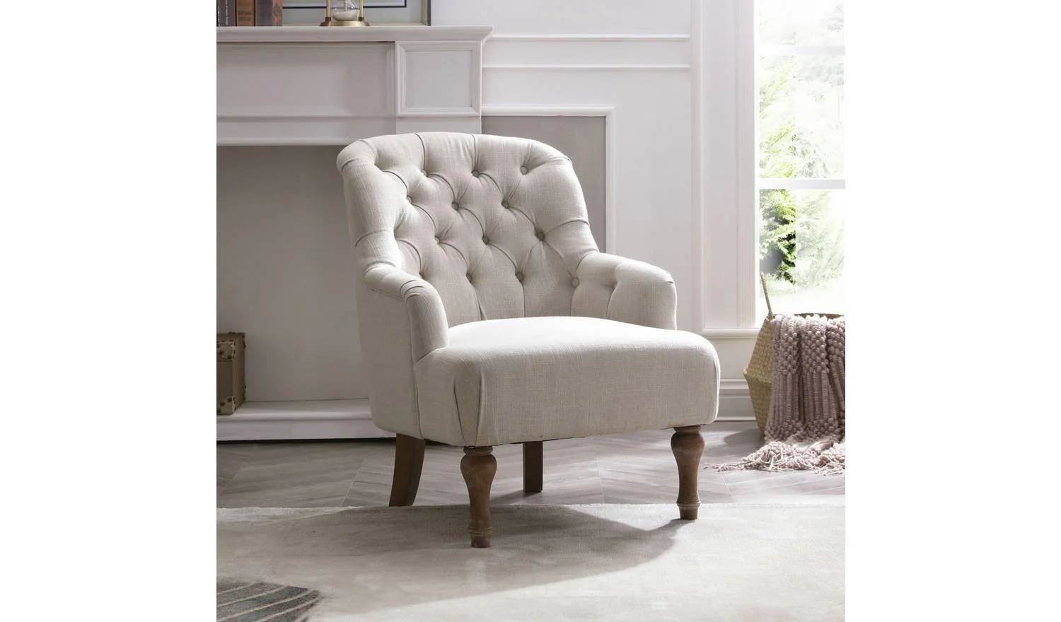 Kyoto Charlie Fabric Armchair - Cream - Image 4