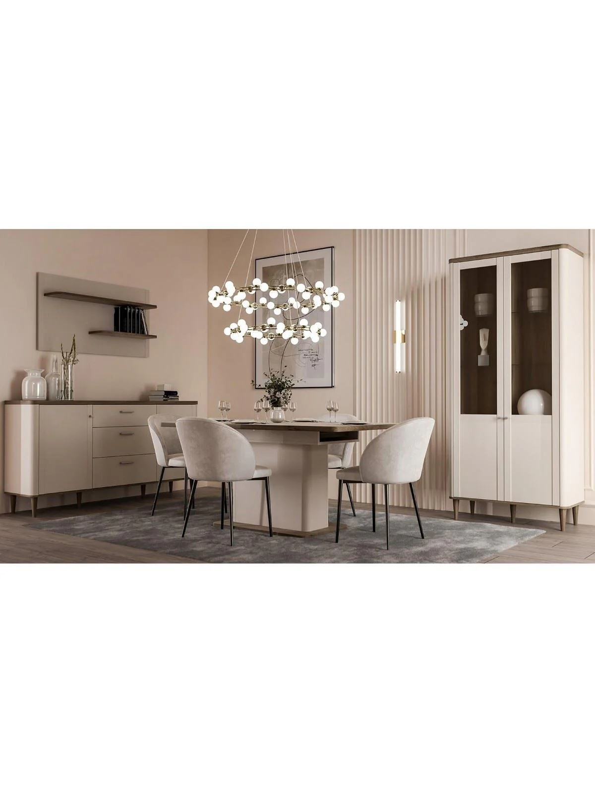 Lacetti 200 cm Extending Dining Table Cream & Oak Spacious Dining Furniture - Image 3
