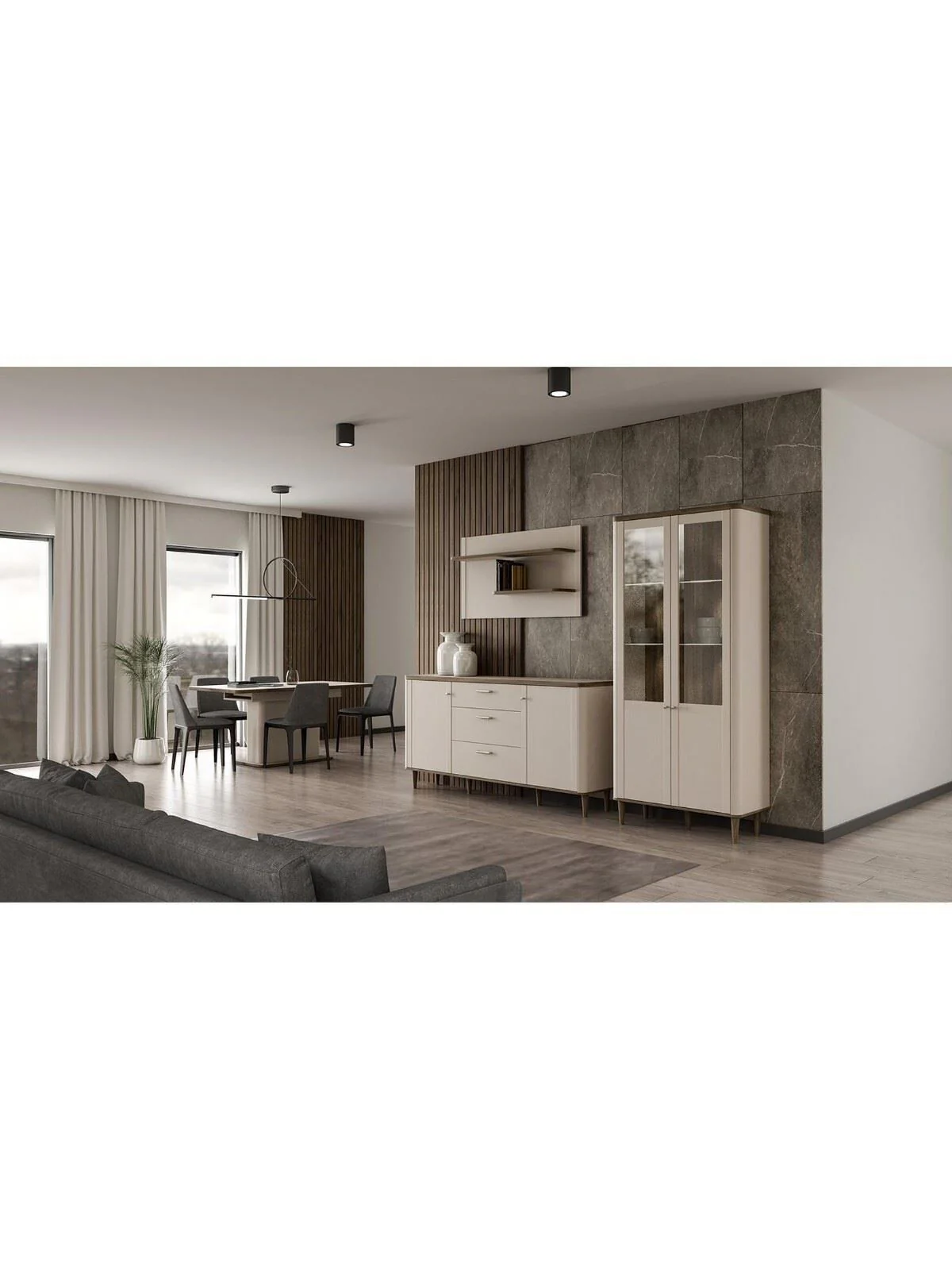Lacetti 200 cm Extending Dining Table Cream & Oak Spacious Dining Furniture - Image 5