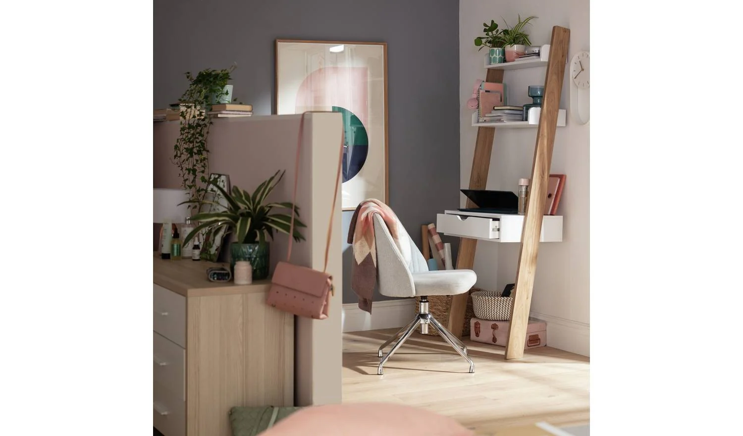 Ladder Office Desk White Modern Home Office Furniture Workspace - Image 3