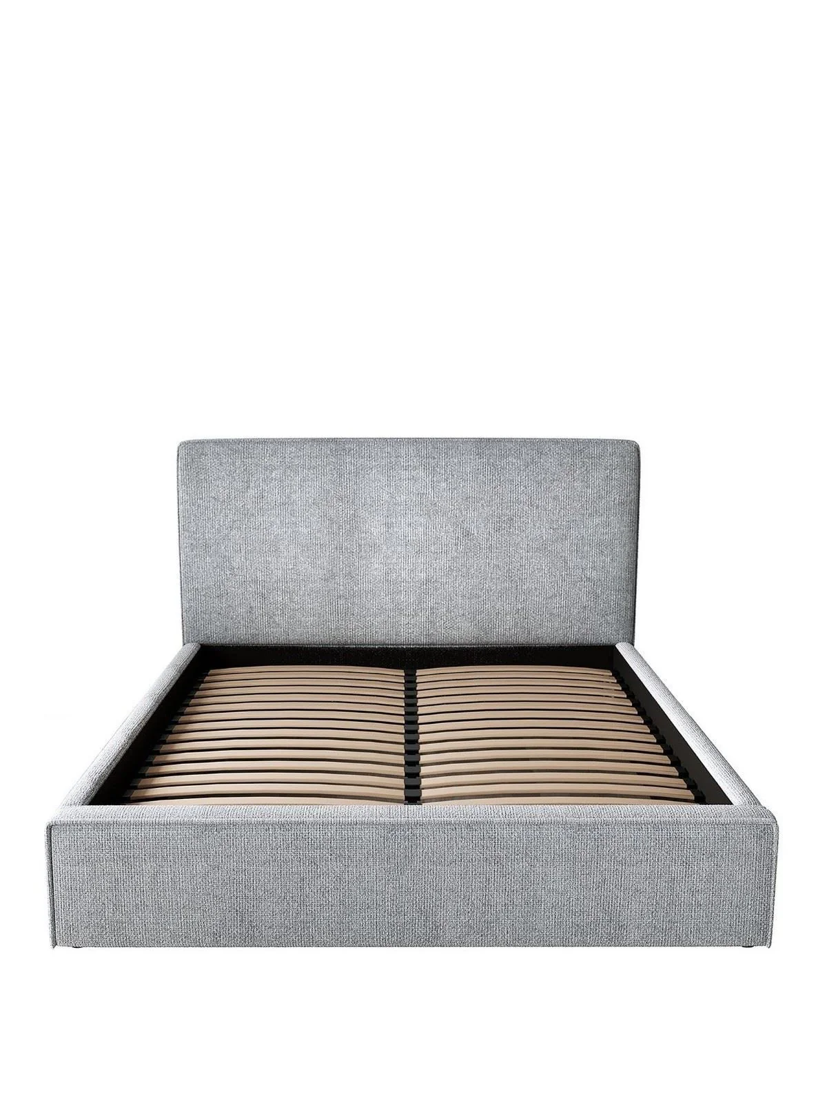 Langley Fabric Bed Frame Grey | King Size | Upholstered Headboard | Sprung Slats - Image 2