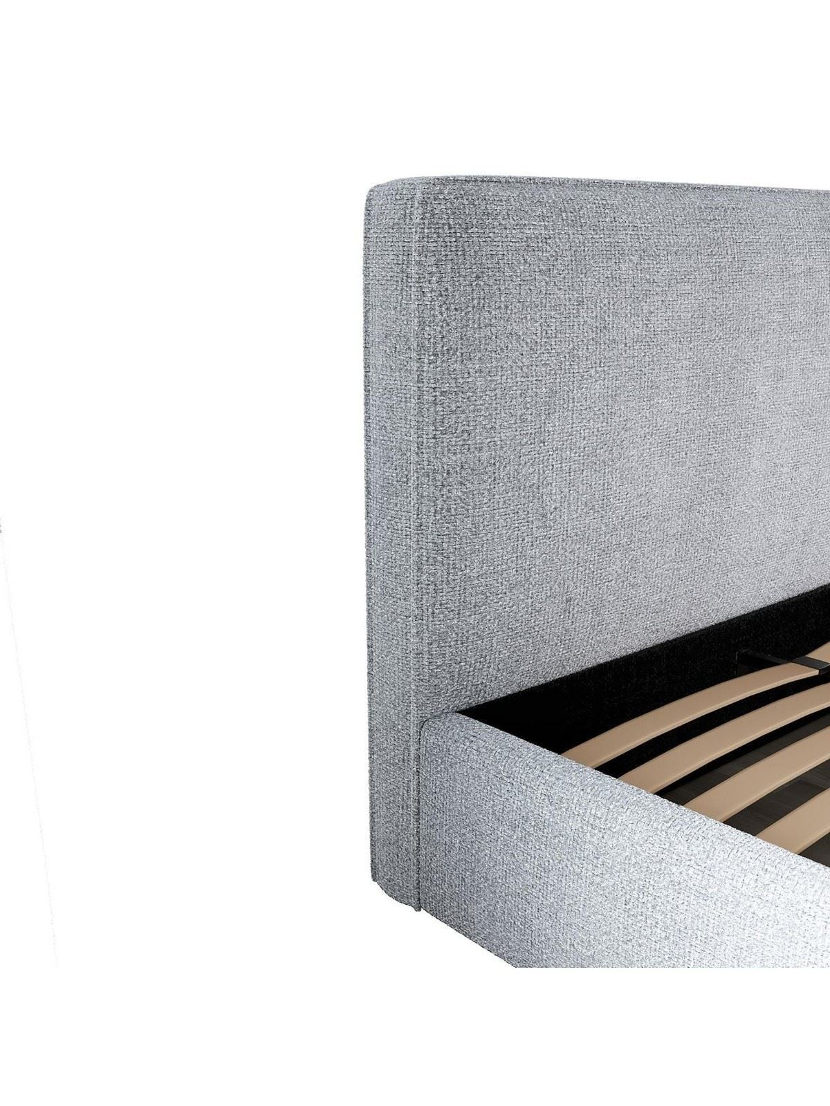 Langley Fabric Bed Frame Grey | King Size | Upholstered Headboard | Sprung Slats - Image 4