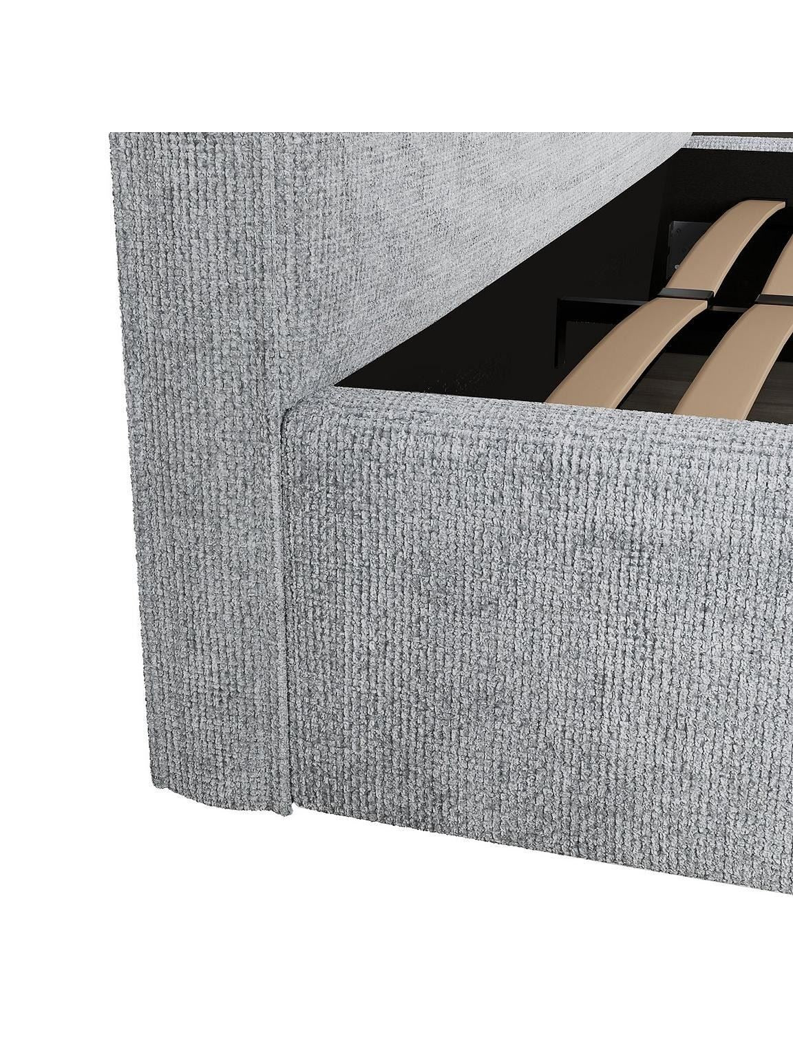 Langley Fabric Bed Frame Grey | King Size | Upholstered Headboard | Sprung Slats - Image 6