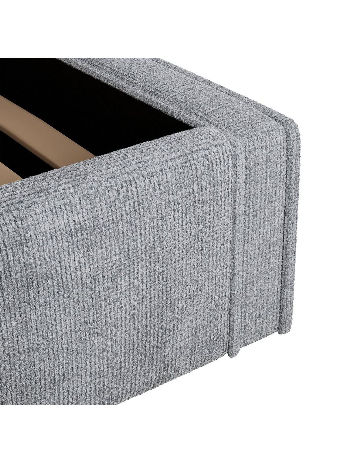 Langley Fabric Bed Frame Grey | King Size | Upholstered Headboard | Sprung Slats - Image 8