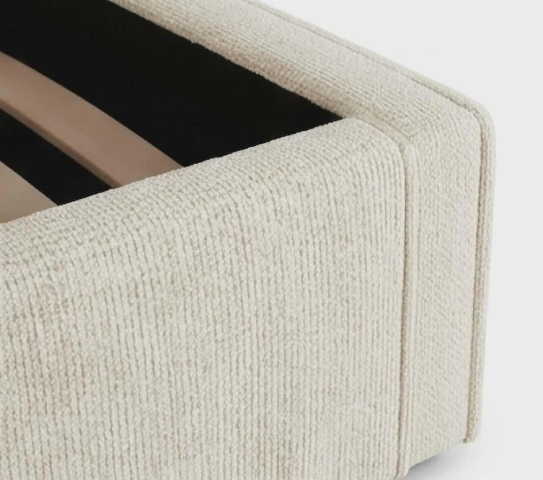 Langley Fabric Double Bed Frame Natural Modern Bedroom - Image 2