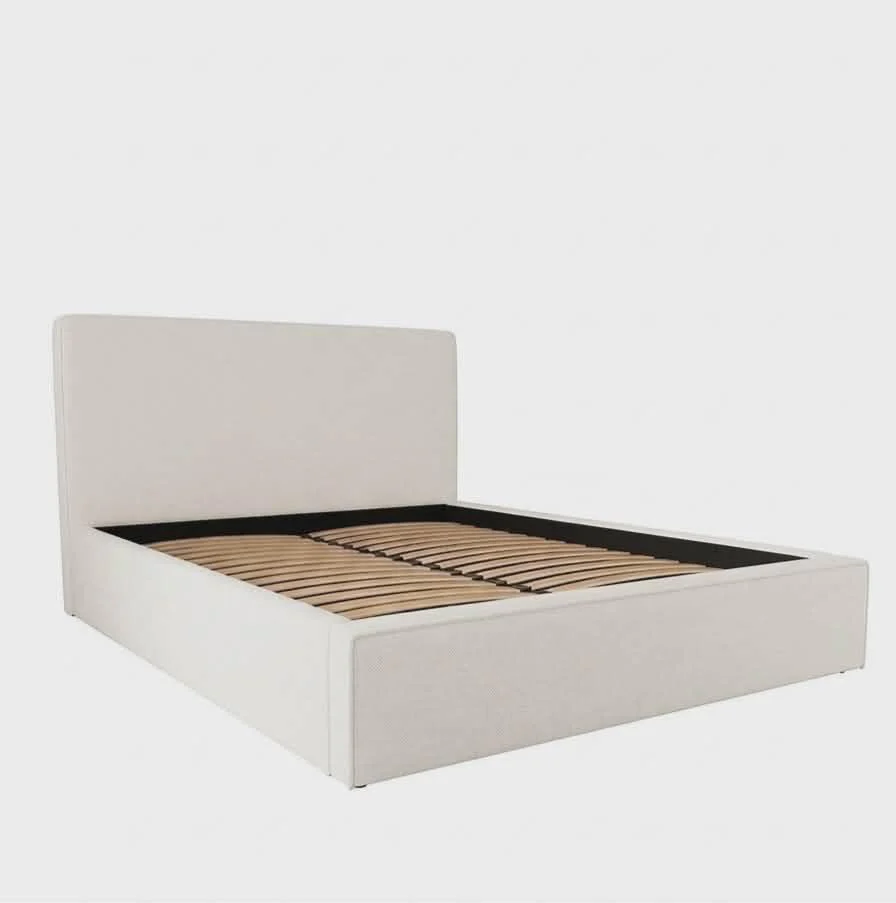 Langley Fabric Double Bed Frame Natural Modern Bedroom - Image 3